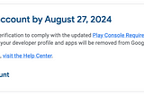 Android developer account Verification