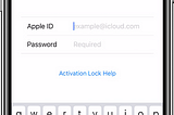 IMAGE: An iPhone displaying the activation lock screen and requesting the Apple ID credentials