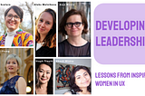 ‘Developing leadership’ article contributors. Clockwise from top left: Cecilia S, Aleks M, Anja M, Khush M, Steph T, Mingxi Z. Image by Christina L.