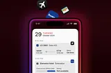 Image shows interface that could be generated by Apple Intelligence based on data from multiple sources, like travel app, Wallet, booking.