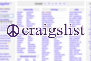 Blurred background featuring the Craigslist homepage, with a large, clear Craigslist logo centered and in focus