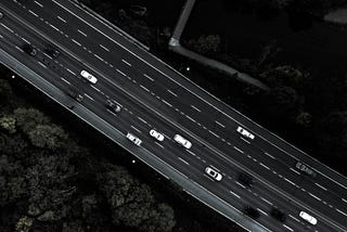 a highway view from above