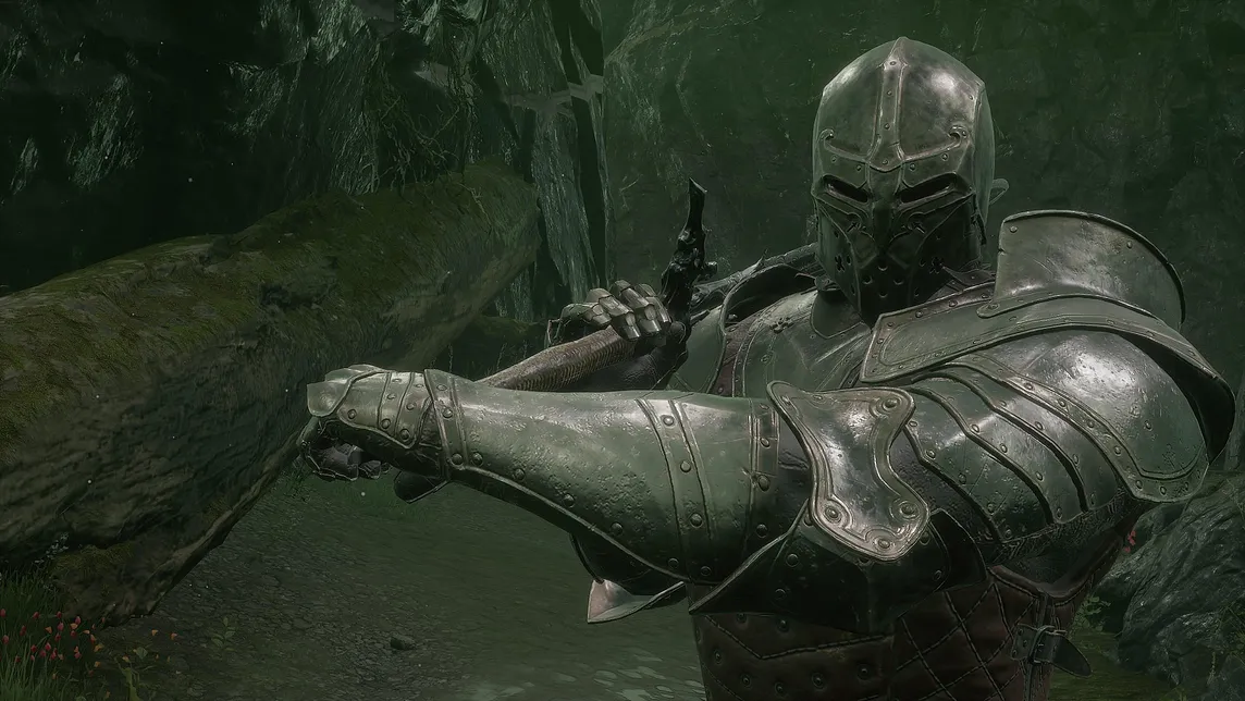 The main character of Mortal Shell inhabits the first of four main “shells,” which looks like a knight in heavy armor with a sword.