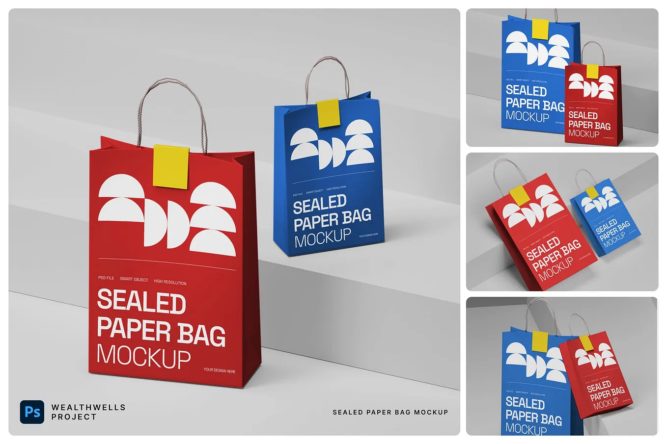 Sealed Paper Bag Mockup