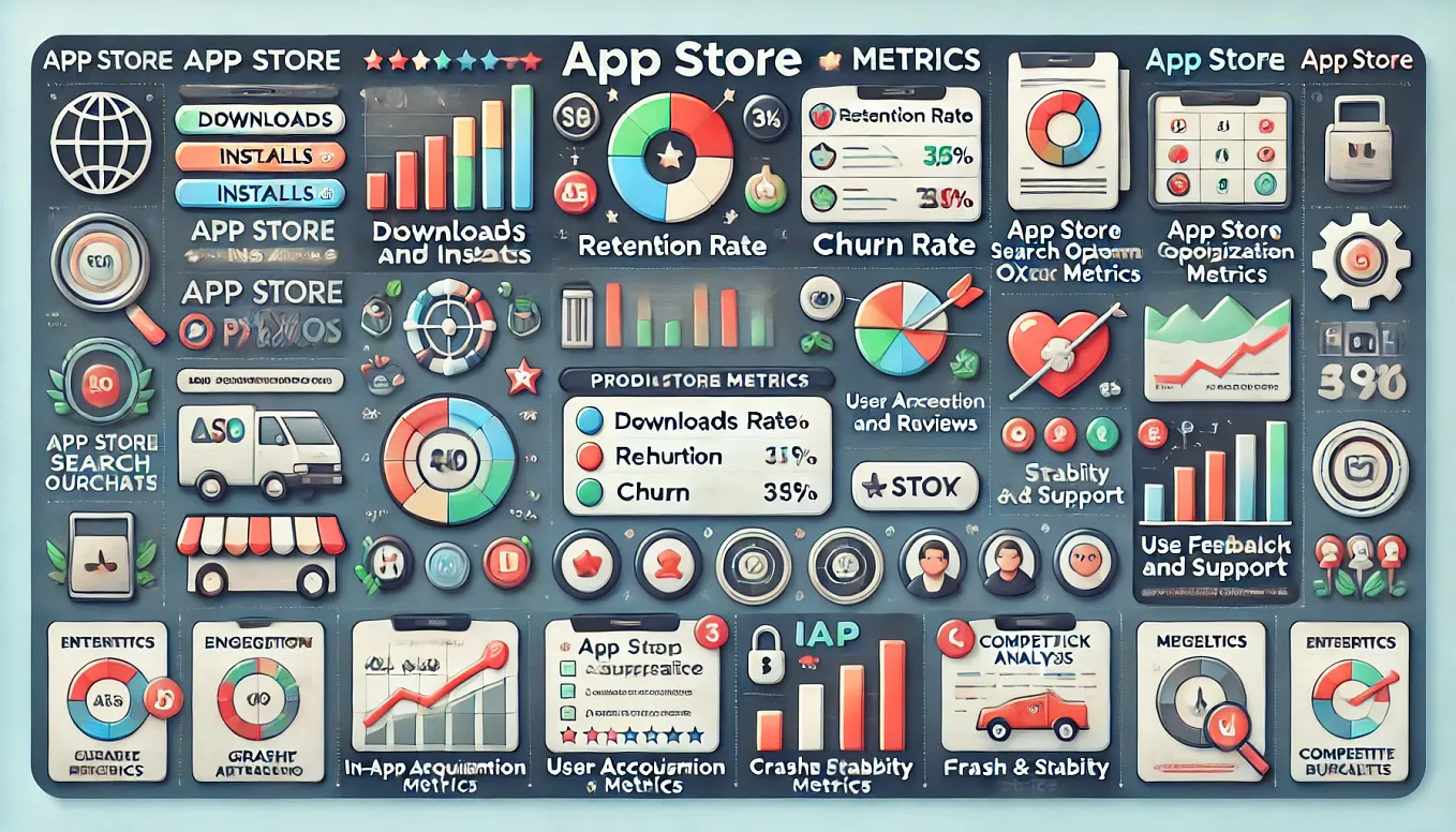 Comprehensive App Store metrics for product managers using the AARRR model