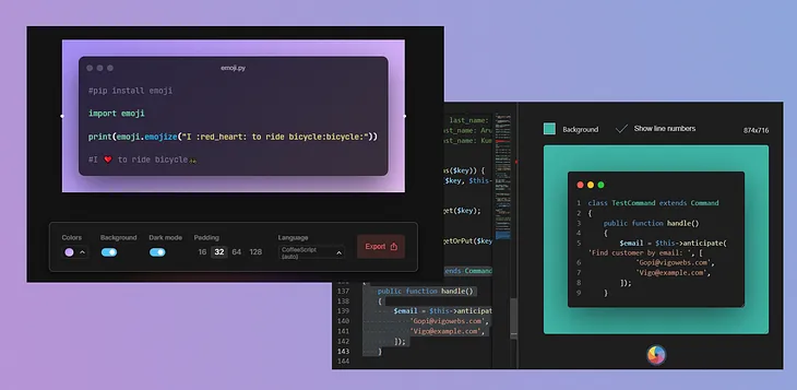 Awesome 6 tools to create beautiful images of your code snippets