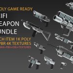 low poly game ready PBR SciFi weapon bundle