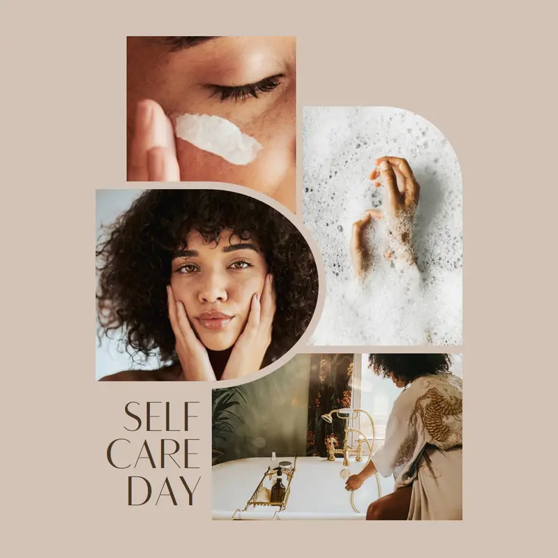 Choose a day for self-care Brown Minimal, Geometric, Collage