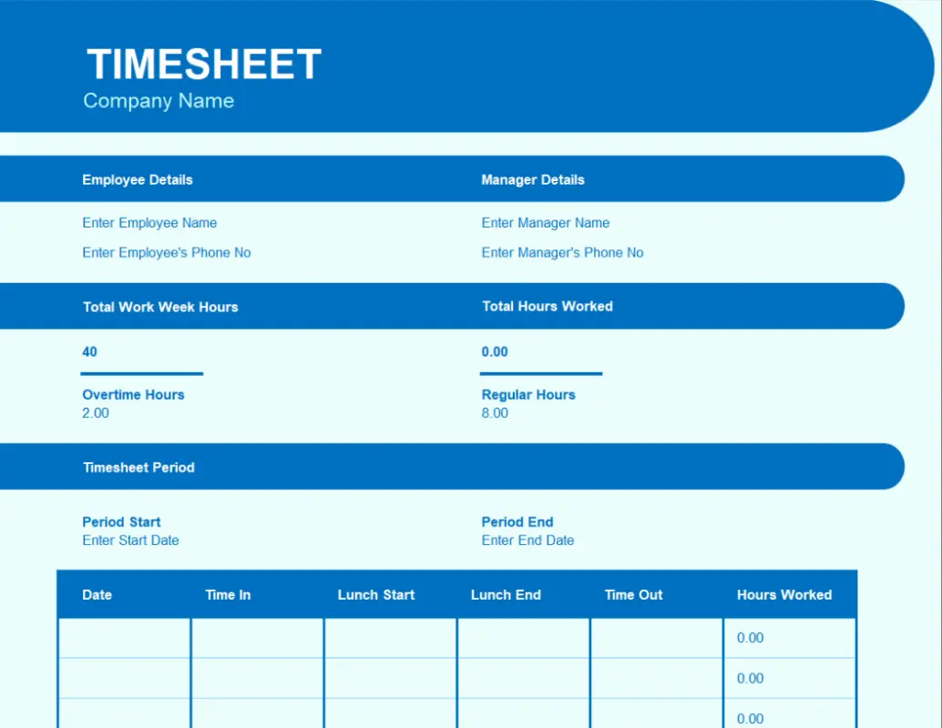 Elemental timesheet blue modern simple