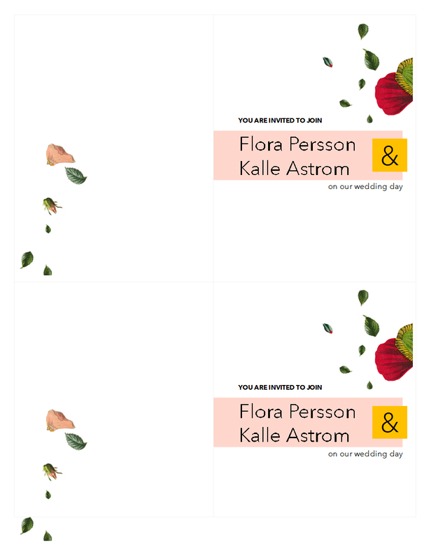 Floral wedding invitation pink organic simple