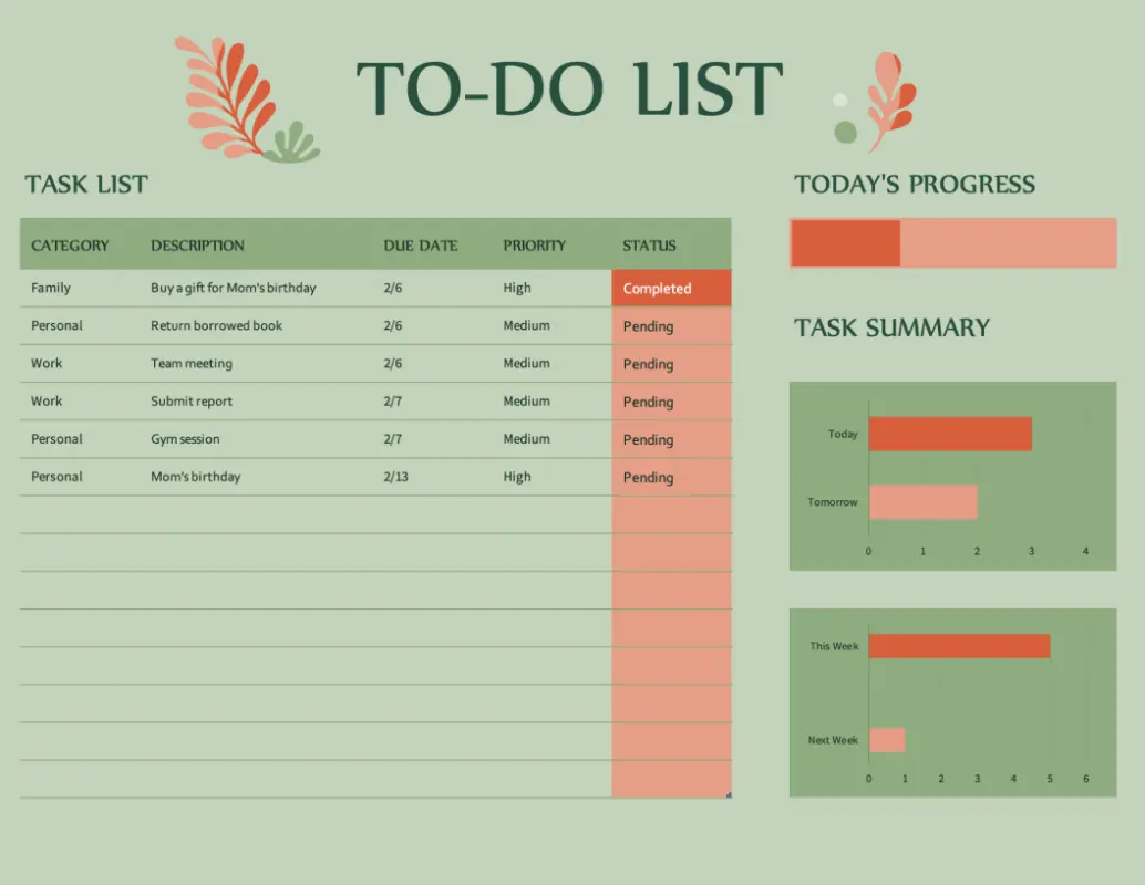 To-do list green organic simple