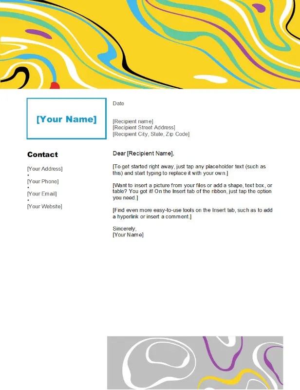 Swirl color letterhead yellow modern-simple