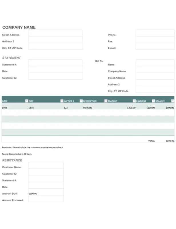 Billing statement gray modern simple