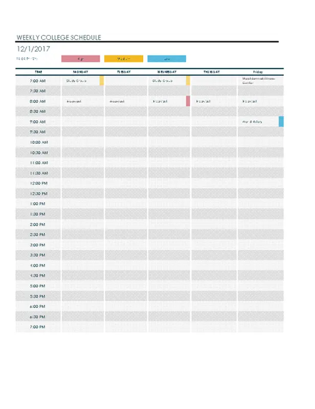 Weekly college schedule gray modern-simple