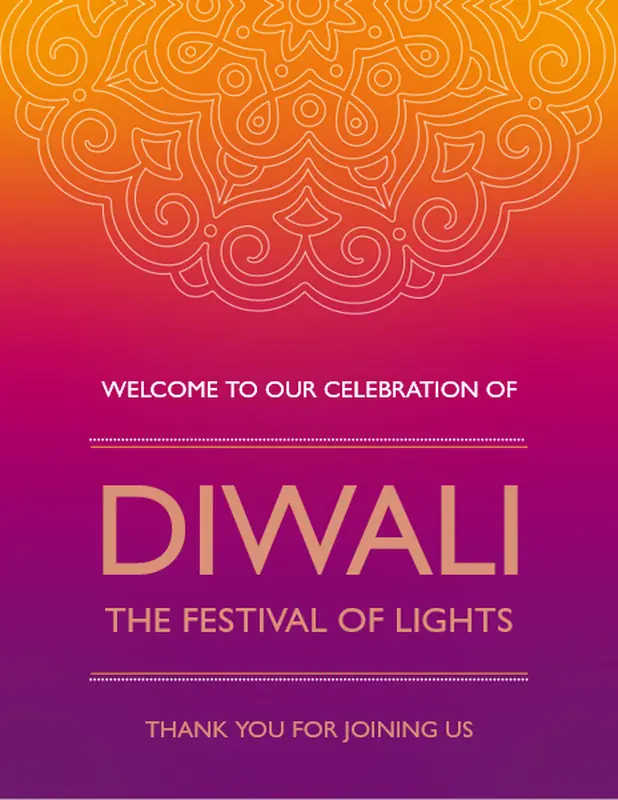 Diwali celebration party printables orange whimsical color block