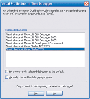 Figure 3 Just-In-Time Debugging for an MDA