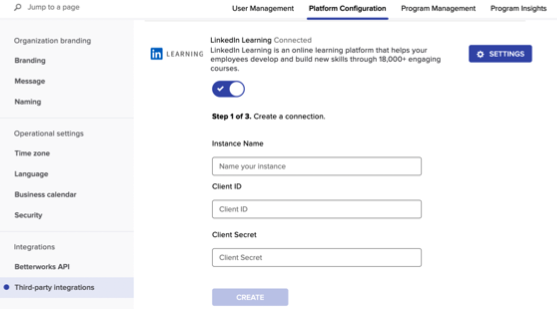 Configure Betterworks Connection