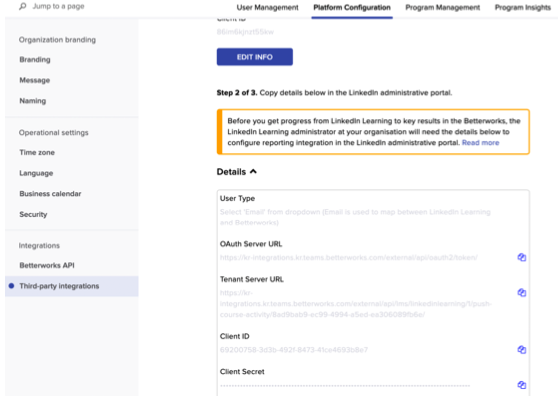 Betterworks xAPI Tracking Configuration