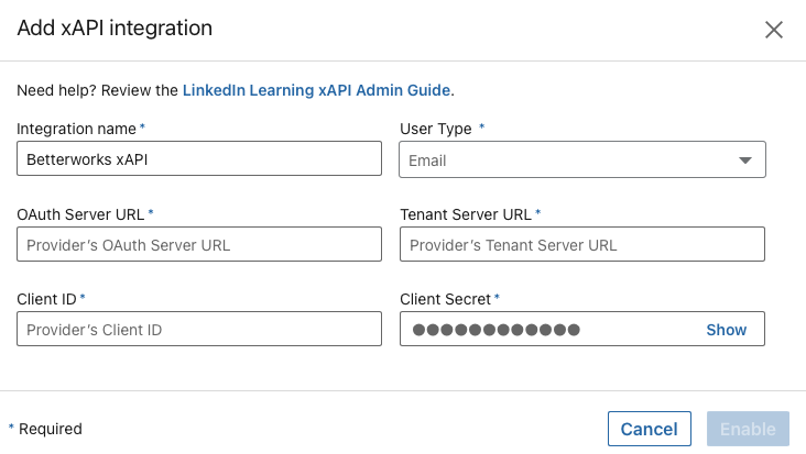 Add xAPI credentials