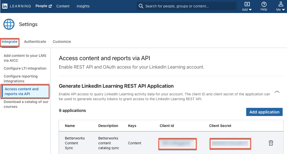 Copy REST API Credentials