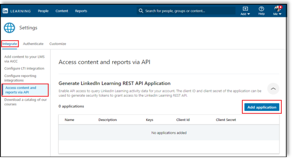 linkedin-learning-add-api-keys-screen