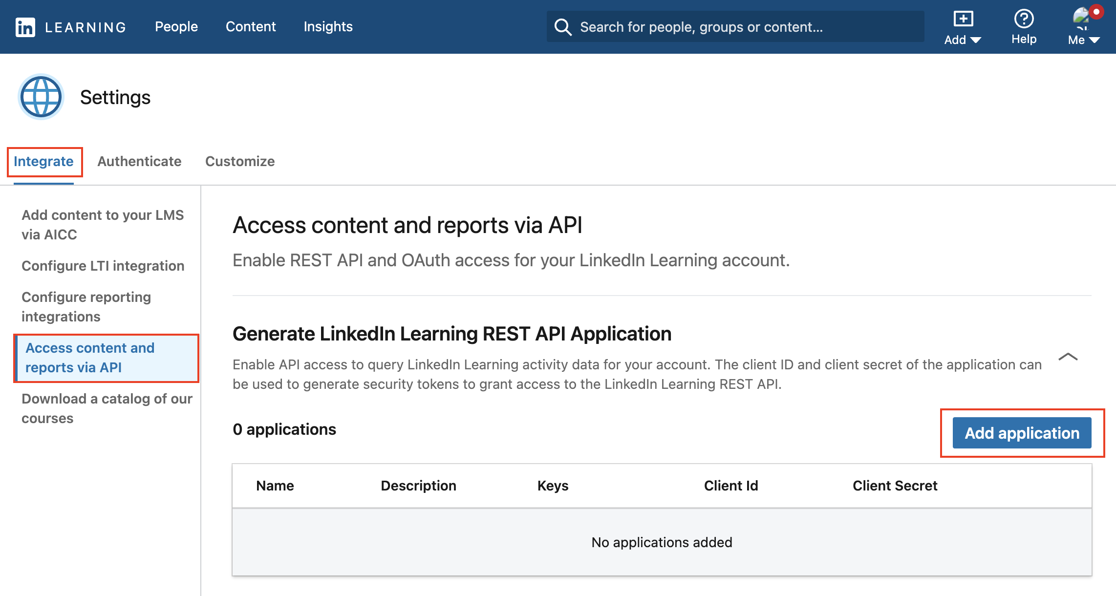 Add new API application