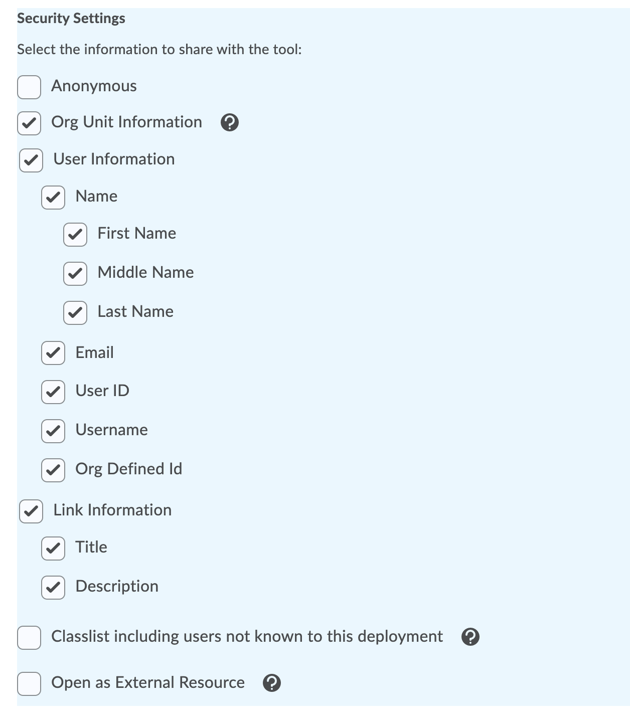 Security Settings