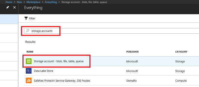 azure storage search