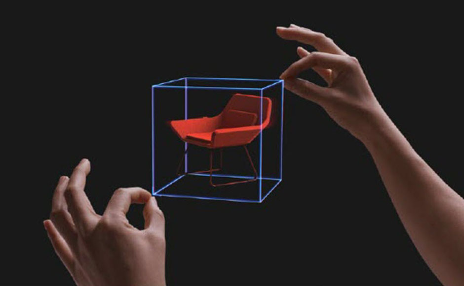 Hands manipulating a hologram