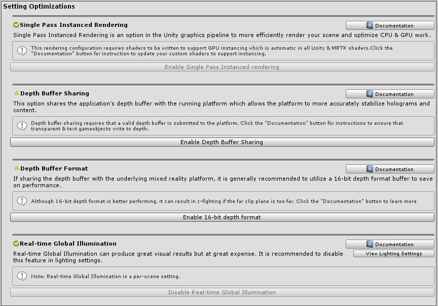 MRTK Optimize Window Settings