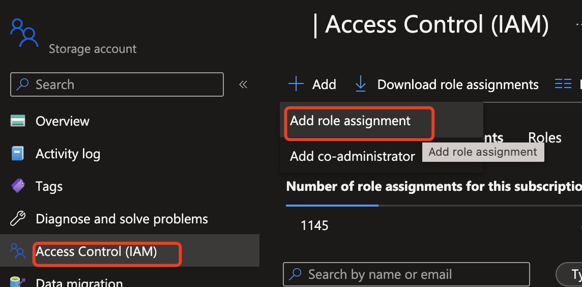 Captura de tela da página “Adicionar atribuição de função” no portal do Azure.