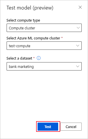 Captura de tela que mostra o formulário de Modelo de teste.