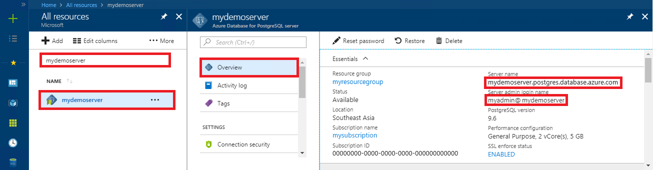 Nome do servidor do Banco de Dados do Azure para PostgreSQL