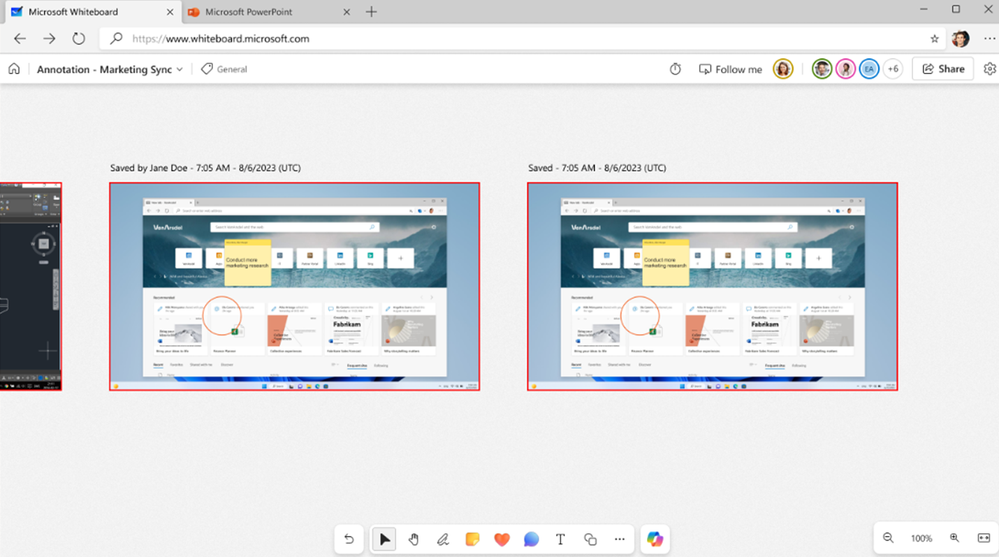 Save meeting content with collaborative annotations as a Whiteboard.png