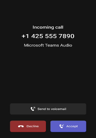 Redirect incoming calls to voicemail from an incoming call notification on Teams phone devices.png