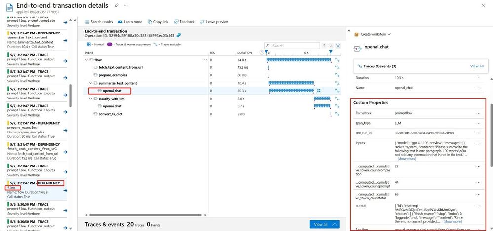 Trace in app insight