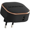 Duracell 12W 1xUSB 5V/2.4A Siyah Telefon Tablet Şarj Başlığı