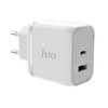 Juo 45W GaN USB-C + USB-A Şarj Aleti iPhone & iPad & Macbook & Samsung Uyumlu PD Type-C Hızlı Şarj Cihazı Beyaz