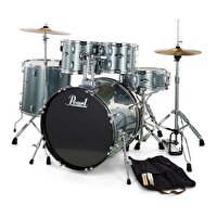 Pearl RS505C/C706 Roadshow Charcoal Metallic 5 Parça (20B/10T/12T/14F/14S) Aksamlı ve Zilli Akustik Davul Seti