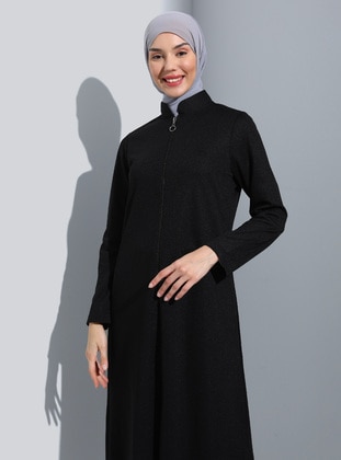 Zippered Abaya Black