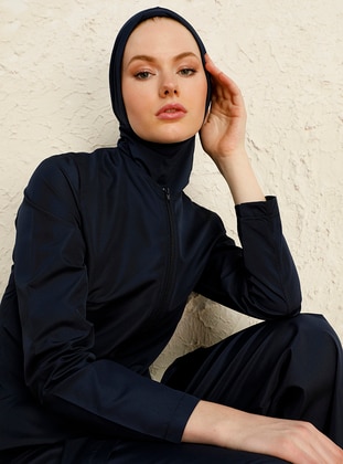 Burkini Full Covered Swimsuit Navy Blue