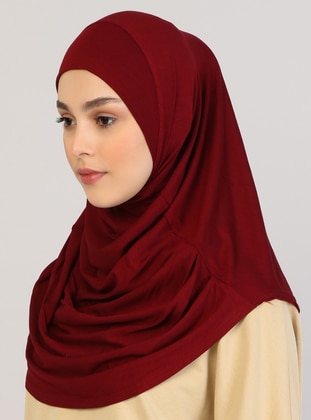 Maroon - Plain - Viscose - Instant Scarf - Ecardin