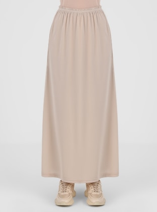 Cream - Unlined - Skirt  - Sayın Tesettür