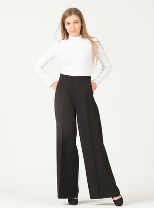 Wide Leg Pants With Pockets Black