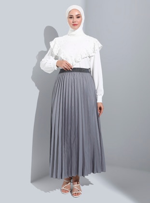 Gray - Unlined - Skirt - Refka