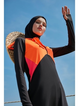 Black - Orange - Black - Orange - Burkini - Mayou