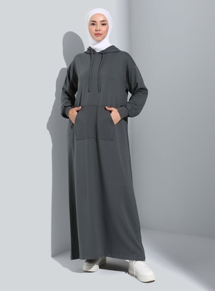 Dark Gray - Unlined - Modest Dress- Benin