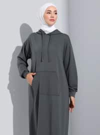 Dark Gray - Unlined - Modest Dress