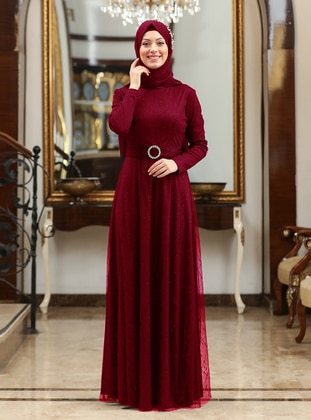 SEMRA AYDIN Maroon Modest Evening Dress