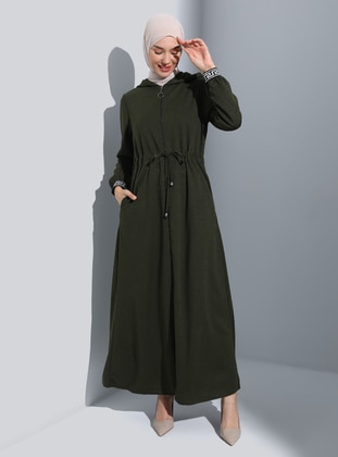 Khaki - Multi - Abaya - Miss Cazibe